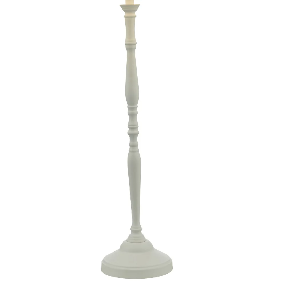 White Vintage Candlestick Table Lamp with Linen Shade 59cm - Image 3